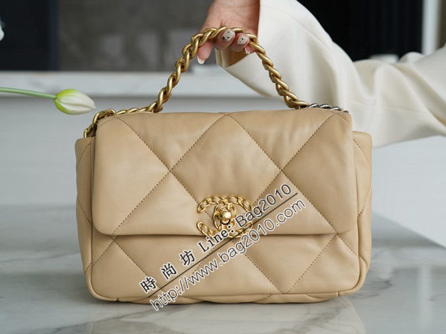 Chanel專櫃新款鏈條手提肩背女包 香奈兒春夏新色杏色小號19bag djc6734